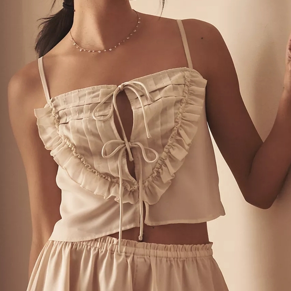 Anthropologie Tops - By Anthropologie Tie-Front Sheer Chiffon Cami